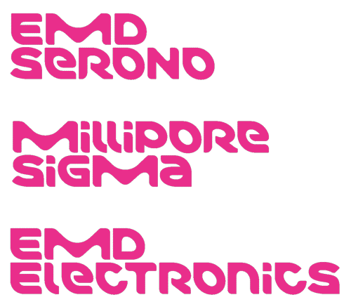 Merck EMD Millipore logo, stacked, pink