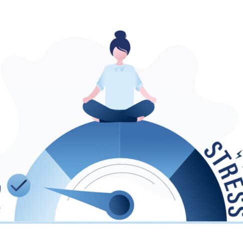 woman meditating to regulate stress and burnout, illustration