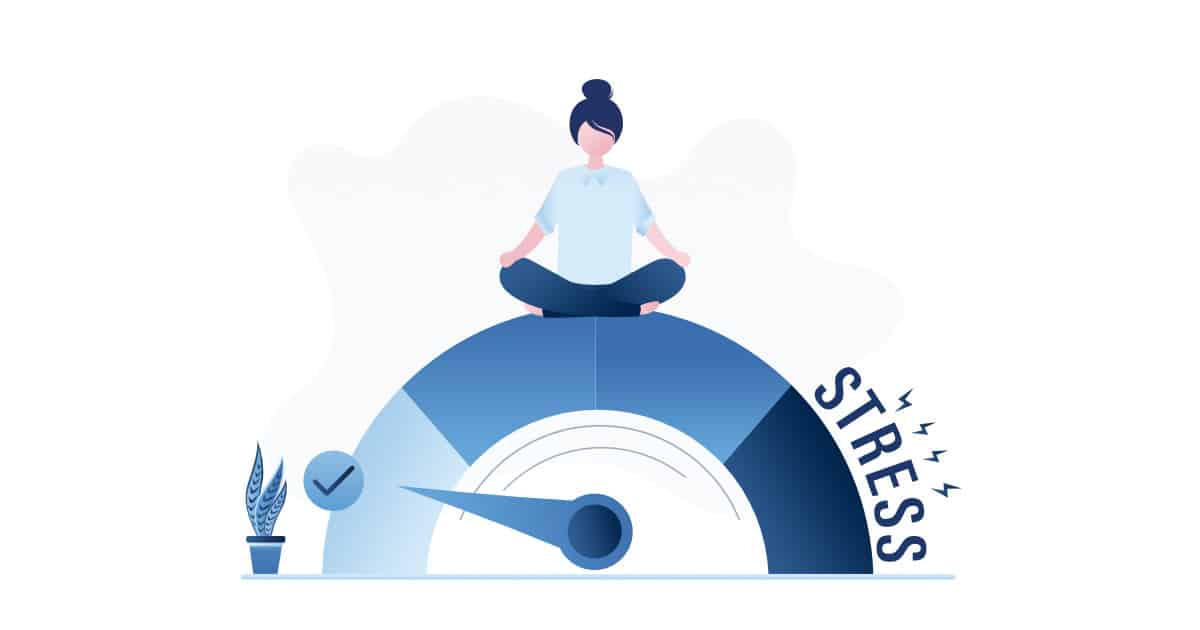 woman meditating to regulate stress and burnout, illustration